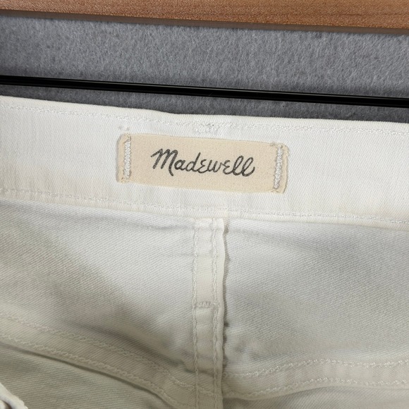 Madewell High Rise Skinny Crop Jeans White Button Fly Frayed Hem Size 26 - Picture 10 of 15